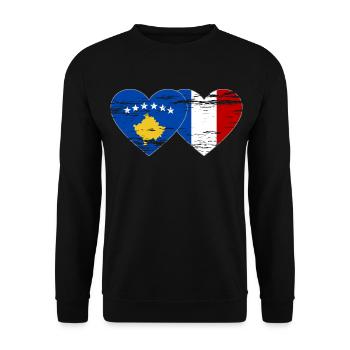 Kosovo France drapeau coeur utilisé - Sweat-shirt Unisexe - noir - Devant - Alina (178cm) & Michal (187cm)