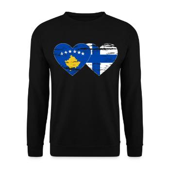 Kosovo Finland flag heart used - Unisex Sweatshirt - black - Front - Alina (178cm) & Michal (187cm)
