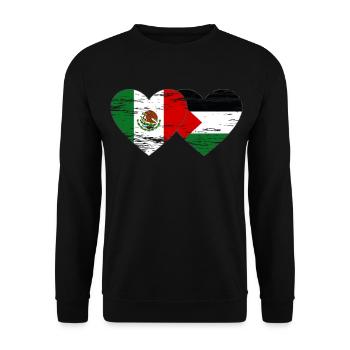Mexico Palestine Flag Heart Used - Unisex Sweatshirt - black - Front - Alina (178cm) & Michal (187cm)