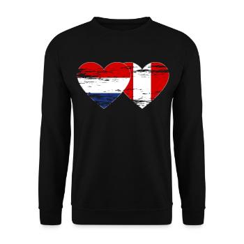 Hollande Pérou drapeau coeur utilisé - Sweat-shirt Unisexe - noir - Devant - Alina (178cm) & Michal (187cm)
