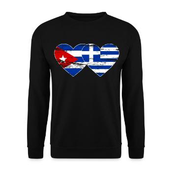 Cuba Grèce Drapeau Coeur Utilisé - Sweat-shirt Unisexe - noir - Devant - Alina (178cm) & Michal (187cm)
