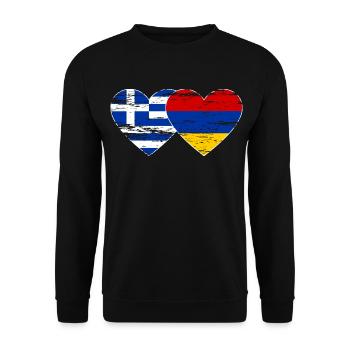 Griechenland Armenien Flagge Herz used - Unisex Pullover - Schwarz - Vorne - Alina (178cm) & Michal (187cm)