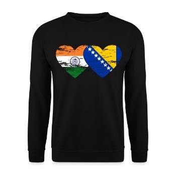 India Bosnia Flag Heart Used - Unisex Sweatshirt - black - Front - Alina (178cm) & Michal (187cm)