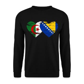 Algérie Bosnie drapeau coeur utilisé - Sweat-shirt Unisexe - noir - Devant - Alina (178cm) & Michal (187cm)