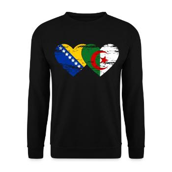 Bosnie Algérie drapeau coeur utilisé - Sweat-shirt Unisexe - noir - Devant - Alina (178cm) & Michal (187cm)