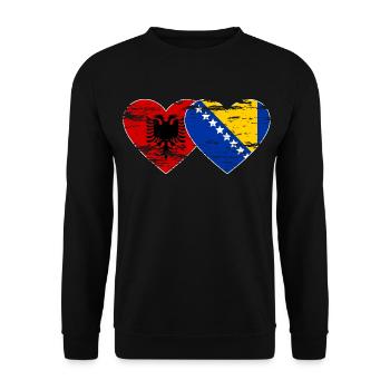 Albanie Bosnie drapeau coeur utilisé - Sweat-shirt Unisexe - noir - Devant - Alina (178cm) & Michal (187cm)