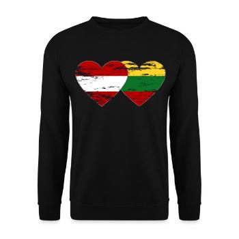 Autriche Lituanie Drapeau Coeur Utilisé - Sweat-shirt Unisexe - noir - Devant - Alina (178cm) & Michal (187cm)