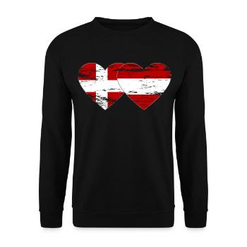Denmark Austria Flag Heart Used - Unisex Sweatshirt - black - Front - Alina (178cm) & Michal (187cm)