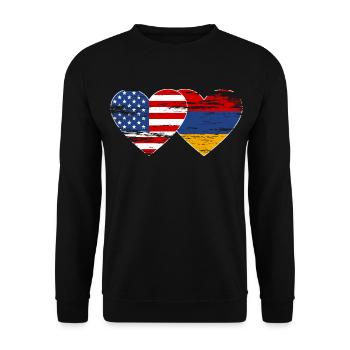USA Arménie Drapeau Coeur Utilisé - Sweat-shirt Unisexe - noir - Devant - Alina (178cm) & Michal (187cm)