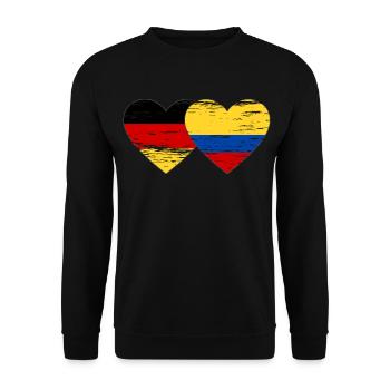 Germany Colombia Flag Heart Used - Unisex Sweatshirt - black - Front - Alina (178cm) & Michal (187cm)