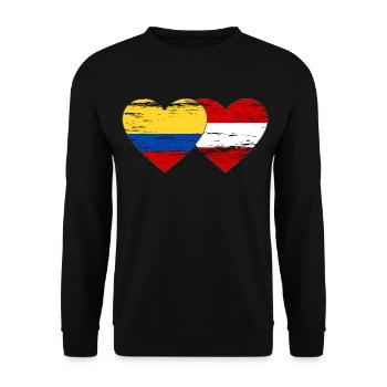 Colombia Austria Flag Heart Used - Unisex Sweatshirt - black - Front - Alina (178cm) & Michal (187cm)