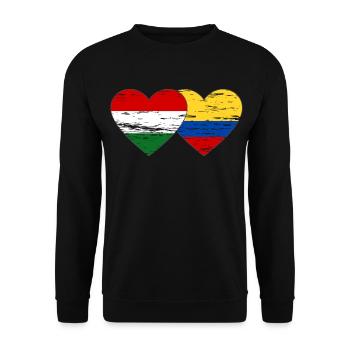 Hongrie Colombie drapeau coeur utilisé - Sweat-shirt Unisexe - noir - Devant - Alina (178cm) & Michal (187cm)