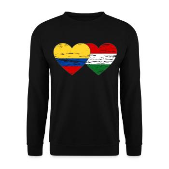 Colombia Hungary flag heart used - Unisex Sweatshirt - black - Front - Alina (178cm) & Michal (187cm)
