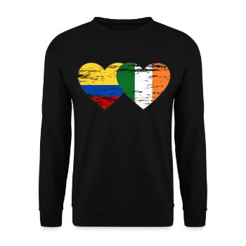 Colombie Irlande drapeau coeur utilisé - Sweat-shirt Unisexe - noir - Devant - Alina (178cm) & Michal (187cm)