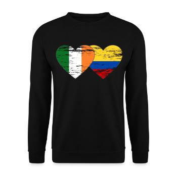 Irlande Colombie drapeau coeur utilisé - Sweat-shirt Unisexe - noir - Devant - Alina (178cm) & Michal (187cm)