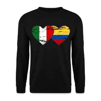 Italy Colombia Flag Heart Used - Unisex Sweatshirt - black - Front - Alina (178cm) & Michal (187cm)