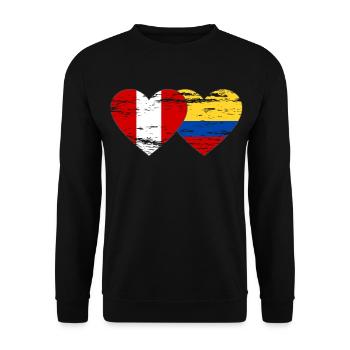 Peru Colombia flag heart used - Unisex Sweatshirt - black - Front - Alina (178cm) & Michal (187cm)