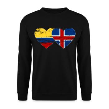 Colombia Iceland flag heart used - Unisex Sweatshirt - black - Front - Alina (178cm) & Michal (187cm)