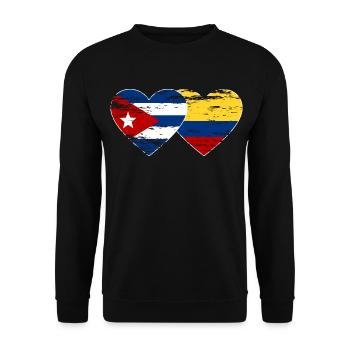 Cuba Colombie Drapeau Coeur Utilisé - Sweat-shirt Unisexe - noir - Devant - Alina (178cm) & Michal (187cm)