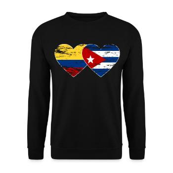 Colombie Cuba Drapeau Coeur utilisé - Sweat-shirt Unisexe - noir - Devant - Alina (178cm) & Michal (187cm)