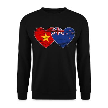 Drapeau Viêt Nam Nouvelle-Zélande Coeur Utilisé - Sweat-shirt Unisexe - noir - Devant - Alina (178cm) & Michal (187cm)