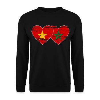 Vietnam Maroc drapeau coeur utilisé - Sweat-shirt Unisexe - noir - Devant - Alina (178cm) & Michal (187cm)