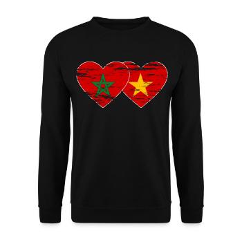 Maroc Vietnam drapeau coeur utilisé - Sweat-shirt Unisexe - noir - Devant - Alina (178cm) & Michal (187cm)