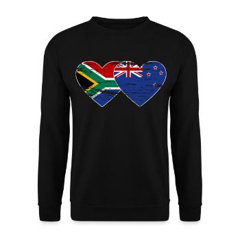 Afrique du Sud Nouvelle-Zélande drapeau coeur utilisé - Sweat-shirt Unisexe - noir - Devant - Alina (178cm) & Michal (187cm)