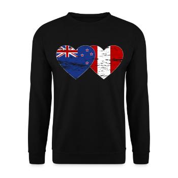 New Zealand Peru flag heart used - Unisex Sweatshirt - black - Front - Alina (178cm) & Michal (187cm)