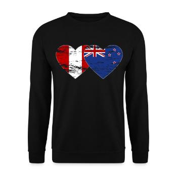 Peru New Zealand flag heart used - Unisex Sweatshirt - black - Front - Alina (178cm) & Michal (187cm)