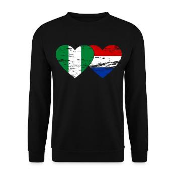 Nigeria Holland Flag Heart - Unisex Sweatshirt - black - Front - Alina (178cm) & Michal (187cm)