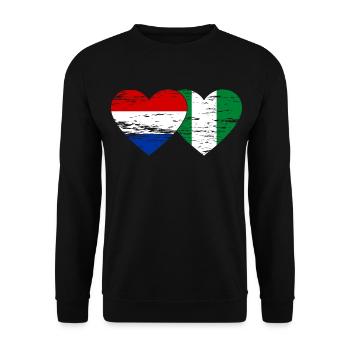 Holland Nigeria Flag Heart Used - Unisex Sweatshirt - black - Front - Alina (178cm) & Michal (187cm)