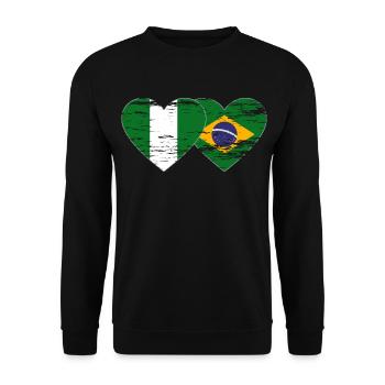 Nigeria Brazil Flag Heart used - Unisex Sweatshirt - black - Front - Alina (178cm) & Michal (187cm)