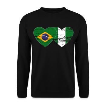 Drapeau du Brésil et du Nigeria coeur utilisé - Sweat-shirt Unisexe - noir - Devant - Alina (178cm) & Michal (187cm)