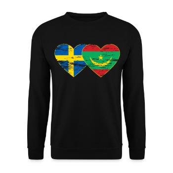 Sweden Mauritania Flag Heart Used - Unisex Sweatshirt - black - Front - Alina (178cm) & Michal (187cm)