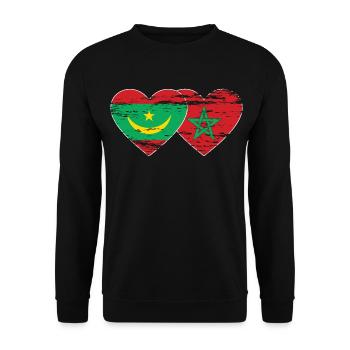 Mauritania Morocco Flag Heart used - Unisex Sweatshirt - black - Front - Alina (178cm) & Michal (187cm)