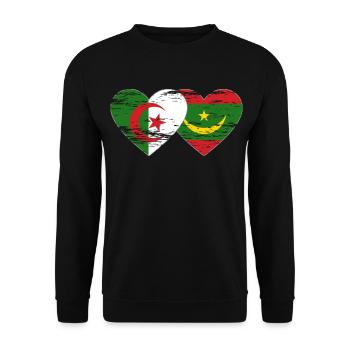 Algeria Mauritania Flag Heart used - Unisex Sweatshirt - black - Front - Alina (178cm) & Michal (187cm)
