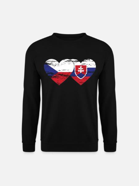 Tschechien Slowakei Flagge Herz used - Unisex Pullover - Schwarz