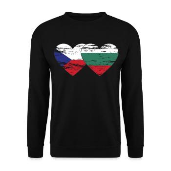 République tchèque bulgare drapeau coeur utilisé - Sweat-shirt Unisexe - noir - Devant - Alina (178cm) & Michal (187cm)
