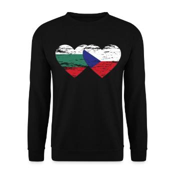 Bulgarie République tchèque Drapeau Coeur utilisé - Sweat-shirt Unisexe - noir - Devant - Alina (178cm) & Michal (187cm)