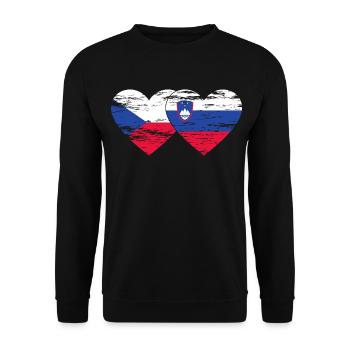 Czech Republic Slovenia flag heart used - Unisex Sweatshirt - black - Front - Alina (178cm) & Michal (187cm)