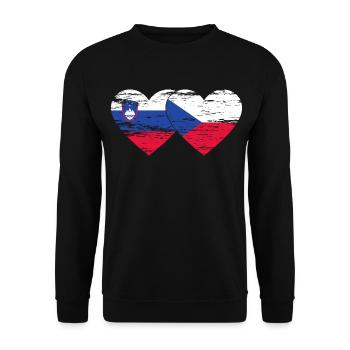 Slovénie République tchèque Drapeau Coeur utilisé - Sweat-shirt Unisexe - noir - Devant - Alina (178cm) & Michal (187cm)