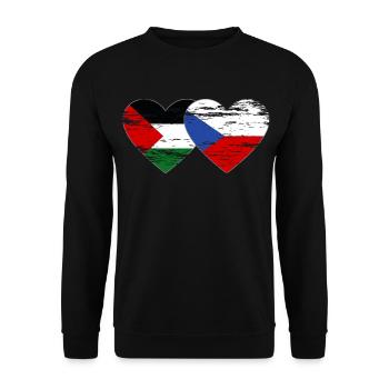 Palestine Czech Republic flag heart used - Unisex Sweatshirt - black - Front - Alina (178cm) & Michal (187cm)