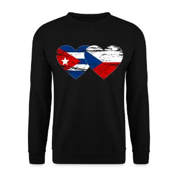 Kuba Tschechien Flagge Herz used - Unisex Pullover - Schwarz - Vorne - Alina (178cm) & Michal (187cm)