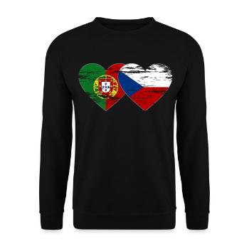 Portugal Drapeau de la République tchèque coeur utilisé - Sweat-shirt Unisexe - noir - Devant - Alina (178cm) & Michal (187cm)