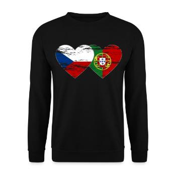 République tchèque Portugal drapeau coeur utilisé - Sweat-shirt Unisexe - noir - Devant - Alina (178cm) & Michal (187cm)