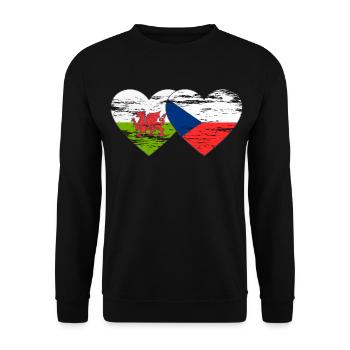 Pays de Galles République tchèque drapeau coeur utilisé - Sweat-shirt Unisexe - noir - Devant - Alina (178cm) & Michal (187cm)