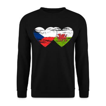 République tchèque Pays de Galles Drapeau Coeur utilisé - Sweat-shirt Unisexe - noir - Devant - Alina (178cm) & Michal (187cm)