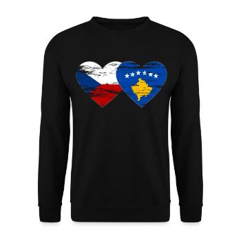 République tchèque Kosovo drapeau coeur utilisé - Sweat-shirt Unisexe - noir - Devant - Alina (178cm) & Michal (187cm)