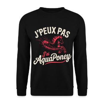 T-Shirt Ich kann nicht Ich habe Aquapony - Unisex Pullover - Schwarz - Vorne - Alina (178cm) & Michal (187cm)